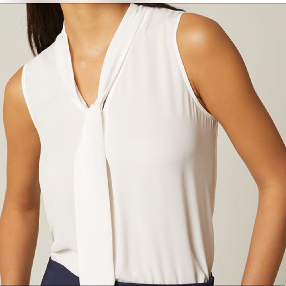 RW&CO Sleeveless Mixed Media Top with Neck Tie